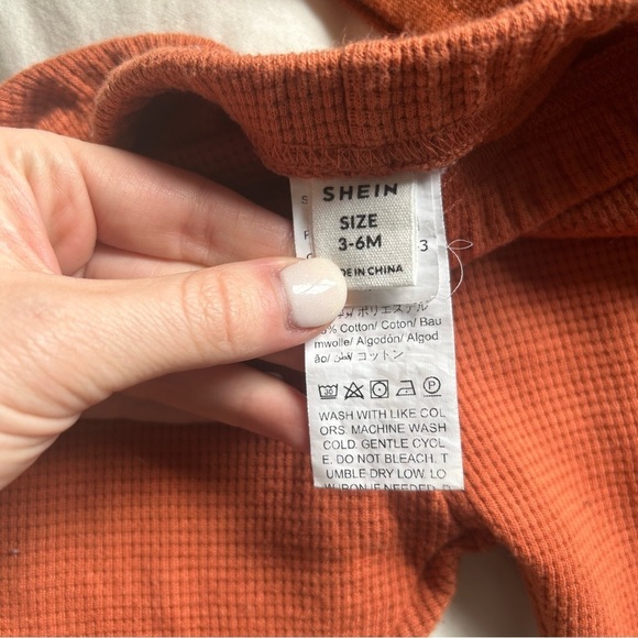 Baby Waffle Knit Two Piece “Happy” Set in Burnt Orange Fall / Autumn - Picture 5 of 5